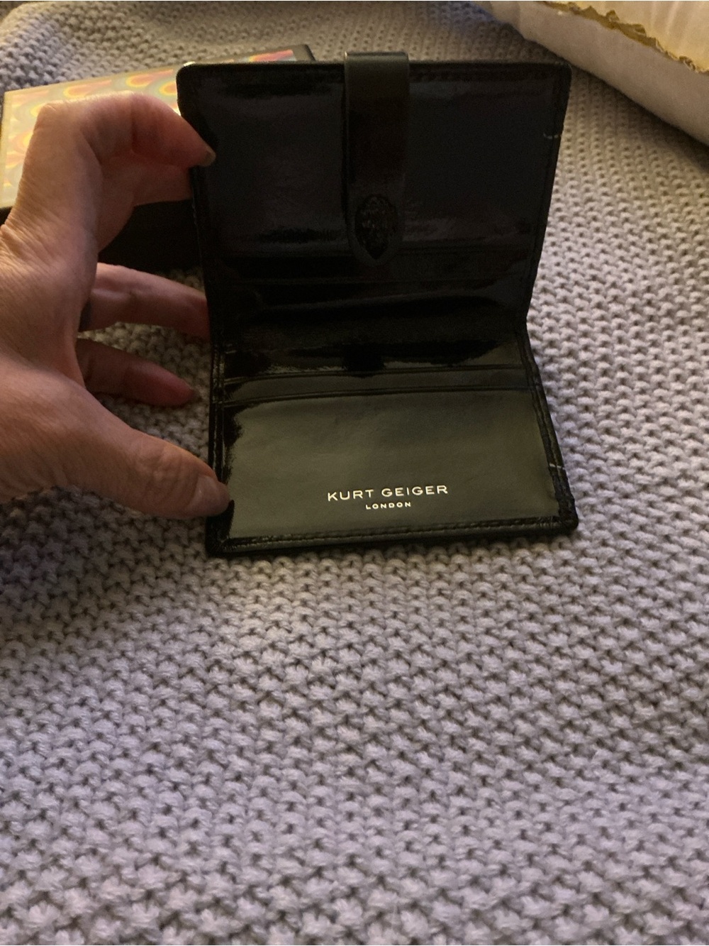 Kurt Geiger Black Quilted Wallet with White Cross Stitch - Picture 2 of 6